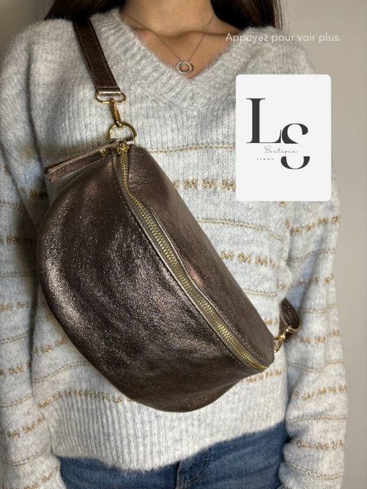 Sac banane camel irisé